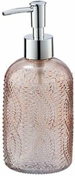 WENKO Dozownik mydła w płynie Vetro Rosa dozownik mydła z prawdziwego szkła na ok 400 ml mydła w płynie dozownik w modnym stylu retro idealny również jako mały wazon 85 x 19 x 75 cm; Różowy; Okragły