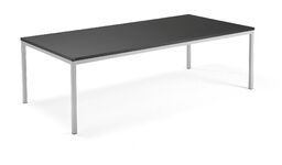 Stół konferencyjny QBUS, 2400x1200 mm, rama 4 nogi, srebrny, czarny