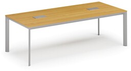 Stół konferencyjny PRIMO INVITATION, 240x120 cm, buk + 2x port blatowy TYP III, srebrny