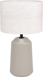 EGLO Lampa stołowa Capalbio, lampka nocna z abażurem z materiału, lampa stołowa z ceramiki w kolorze piaskowym i tekstylnym w kolorze białym, lampa stołowa do salonu i sypialni, oprawa E27