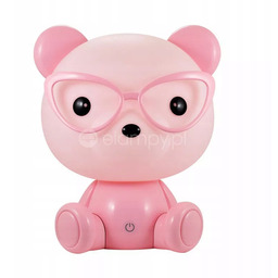 Polux/Goldlux Lampa stołowa Miś Okularnik 08245 Różowy Tworzywo sztuczne