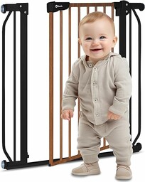 LIONELO Truus Slim Barierka Ochronna do Drzwi dla Niemowląt, Regulacja Szerokości 75-105 cm Silikonowe Osłonki, Automatyczne Zamknięcie, Dwustronne Otwieranie Blokada Zamknięcia