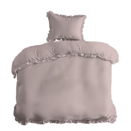 Detexpol Pościel bawełniana 140x200 różowa jednobarwna z falbanką Pure 23