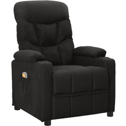 vidaXL Fotel z masażem, czarny, obity tkaniną