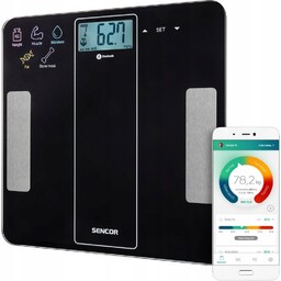 Waga łazienkowa fitness analityczna Bluetooth Sencor 8000BK tłuszcz mięśnie