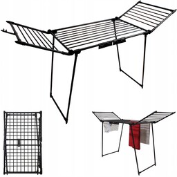 Duża Gruba Suszarka Na Pranie Składana Balkonowa Na Ubrania Pojemna Czarna