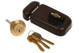 Zamek wierzchni DECAYEUX ZSW lakier brązowy z zaczepem skrzynkowym niskim, 3 klucze (102-2)