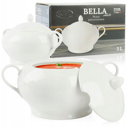 Waza Biała Porcelanowa 3L Z Pokrywką Do Rosołu Barszczu Żurku Porcelana
