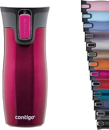 Contigo West Loop Autoseal Kubek podróżny ze stali nierdzewnej, termos próżniowy, szczelny, kubek do kawy z łatwą do czyszczenia pokrywką, bez BPA, 470 ml, malinowy