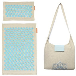 Zestaw do akupresury PREMIUM - EKO mata + poduszka + torba - niwelowanie bólu, działanie odprężające, zmniejszenie napięcia mięśni - naturalne materia