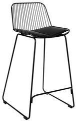 Krzesło barowe Dill Low czarne z czarną poduszką