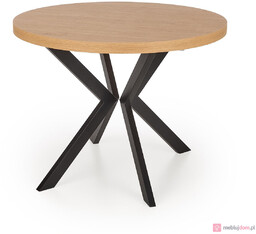 Stół PERONI Halmar 100x100-250, Dąb Złoty + Czarny