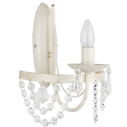 Kinkiet świecznik KSENIA WHITE kryształki biały antyczny