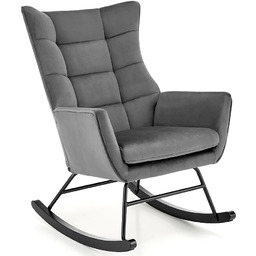 Elior Tapicerowany popielaty bujany fotel C9-B06