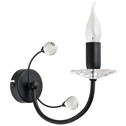 Kinkiet świecznik PERLOTA kryształki czarny