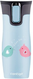 Kubek termiczny Contigo West Loop 2.0 470ml - Ptaszkowe love - Błękitny Mat