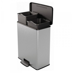 Keter Poland Sp. Z O.o Kosz na śmieci DECO BIN Duo 26L+26L srebrny