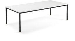 Stół konferencyjny QBUS, 2400x1200 mm, rama 4 nogi, czarny, biały