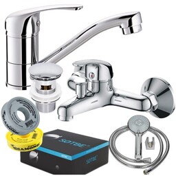 SOTBE ATRAN bateria wannowa ścienna + bateria umywalkowa obrotowa