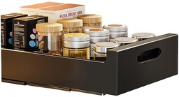 Szuflada kuchenna, półka kuchenna wysuwana taca kuchenna, organizery do szafek teleskopowa szuflada kuchenna do szafek kuchennych, 25 Lx43Px9H cm, bez konieczności wiercenia ani gwoździ, czarna