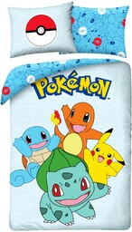 Pościel dziecięca Pokemon 140 x 200 cm 100% bawełna Halantex wielokolorowy