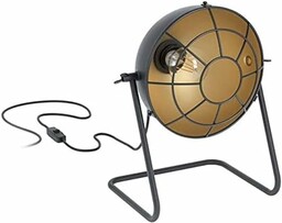 EGLO Lampa stołowa Treburley, 1-punktowa lampa stołowa industrialna, vintage, retro, lampka nocna ze stali, lampa do salonu w kolorze czarnym, złotym, lampa z przełącznikiem, oprawa E27