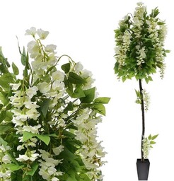 KOMPOZYCJA DRZEWKO SZTUCZNE ROŚLINY WISTERIA 130 CM GLICYNIA