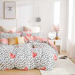 Pościel z satyny bawełnianej dwustronna w centki i serca Mariall PBC-976