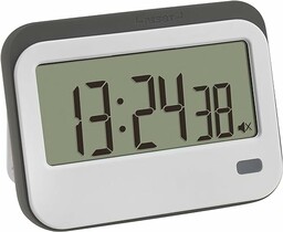 TFA Dostmann Cyfrowy timer ze stoperem i budzikiem, 38.2052.02, do 23 h/59 min/59 s, z oczkiem na smyczkę, timer do prac domowych, budzik krótkoterminowy, ze światłem ostrzegawczym LED i 2 poziomami