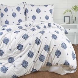 Darymex Pościel jersey 180x200 Ornamenty biała granatowa 2203 JERSEYLOVE