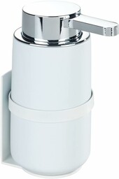 Wenko Woya 54655100 ceramiczny dozownik mydła do 250 ml, montowany na ścianie, dozownik mydła w płynie, detergentu lub środka dezynfekującego, montaż Turbo-Loc bez wiercenia, biały, 6 x 13 x 6 cm