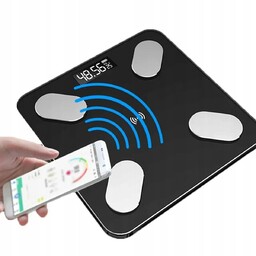 WAGA ŁAZIENKOWA SMART INTELIGENTNA NA APLIKACJĘ WYŚWIETLACZ LCD BLUETOOTH