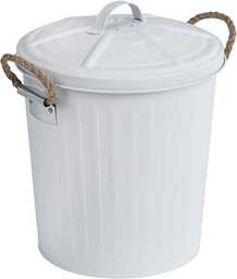 WENKO Kosz na śmieci Gara biały matowy - Pojemność kosza na śmieci: 6 l, stal, 24 x 28,5 x 23 cm, biały