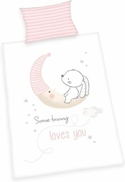 Herding zestaw pościeli dla malucha mały królik, dwustronny design, poszewka na kołdrę 100 x 135 cm, poszewka na poduszkę 40 x 60 cm, flanelowa