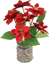 Flair Flower Sztuczne kwiaty, poinsecja w doniczce, gwiazda bożonarodzeniowa, dekoracja bożonarodzeniowa, sztuczny kwiat, gałązka, bukiet kwiatów, prezent, dekoracja, gwiazda adwentowa