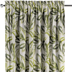Zasłona na kanale z grzywką 1 szt., biało-zielony, Gardenia