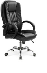 KRZESŁO BIUROWE Relax, czarne obicie z eko skóry, srebrna metalowa podstawa, nowoczesny styl