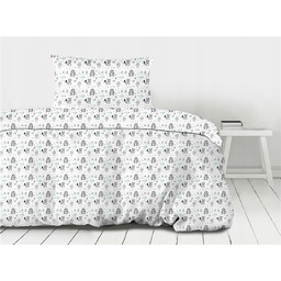 Pościel 140x200 Animals zwierzęta biała szara miętowa