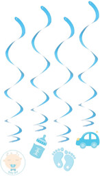 Dekoracje wiszące świderki na Baby Shower błękitne - 3 szt.