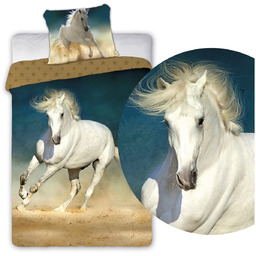 Pościel 160 x 200 Młodzieżowa Horses 001 Biały Koń