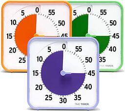 TIME TIMER Zestaw Classroom - 60 min timer suchościeralne karty aktywności, sala lekcyjna, centra edukacyjne/zegar na biurko pomocnicze, zestaw 3 TT08B-SEC3-W 19x19x3 cm fioletowy/pomarańczowy/zielony
