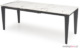 Stół FELIX Halmar Biały marmur + czarny, 81x141-201