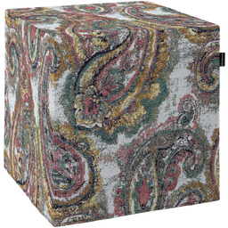 Pufa kostka, wielokolorowy paisley na kremowym tle, 40 x 40 x 40 cm, Cosy Home