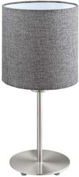 EGLO lampa stołowa Pasteri, lampka deco, tekstylne światło nocne z metalu w kolorze niklu matowego i tkaniny w kolorze szarym, oświetlenie do salonu i sypialni, oprawka E27