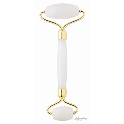 Lash Brow - Biały jadeitowy roller / masażer do twarzy - Biały Premium + SILIKONOWY POKROWIEC