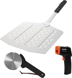 Cozze  Zestaw do Pizzy 3 w 1: Łopata do Pizzy, Termometr Cyfrowy, i Nóż do Pizzy - Akcesoria do Pizzy Domowej