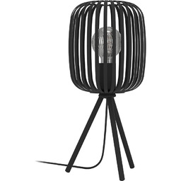 EGLO lampa stołowa Romazzina, trójnożna lampka nocna, oświetlenie stołowe z metalu w kolorze czarnym, lampa do salonu, oprawka E27