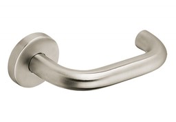 Klamka drzwiowa bezpieczna GAMET ZEPHIR DHZ-31-INOX z rozetą okrągłą, trzpień 8mm, stal nierdzewna (komplet)