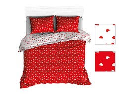 Extrapościel Pościel bawełniana 160x200 R132 biała czerwona serca serduszka 314D 315D