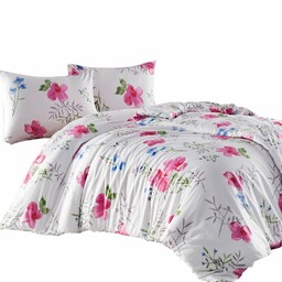 Darymex Pościel flanelowa 140x200 31504/2 biała różowa kwiaty liście z jedną poszewką Flanelove